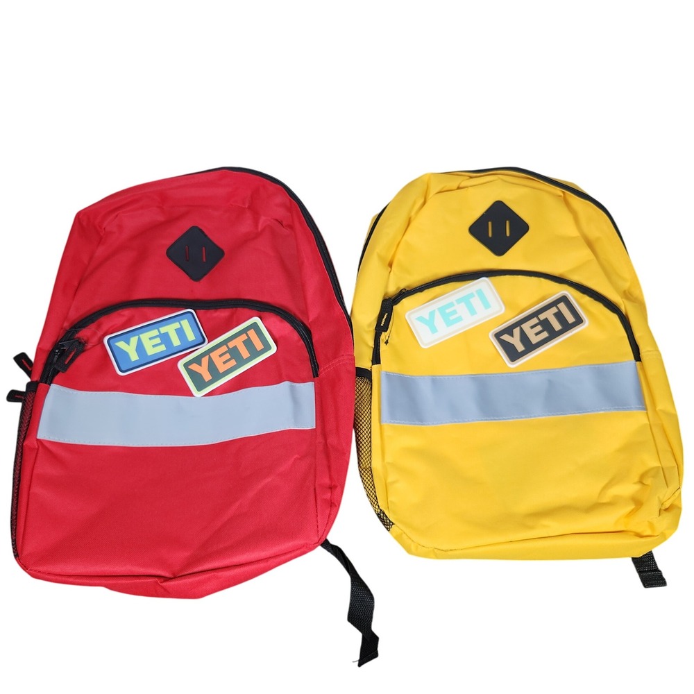 2-Backpack Reflective Stripe Everyday School Hiking Travel w/4-Yeti Stickers